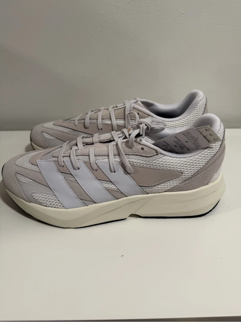 adidas Neutral Beige and White Lightblaze Trainers size 12.5